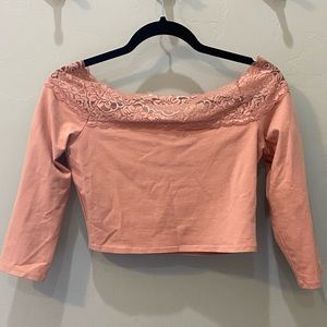 Forever 21 | Crop Top | Dusty Pink w/ Lace Collar | NWT | M